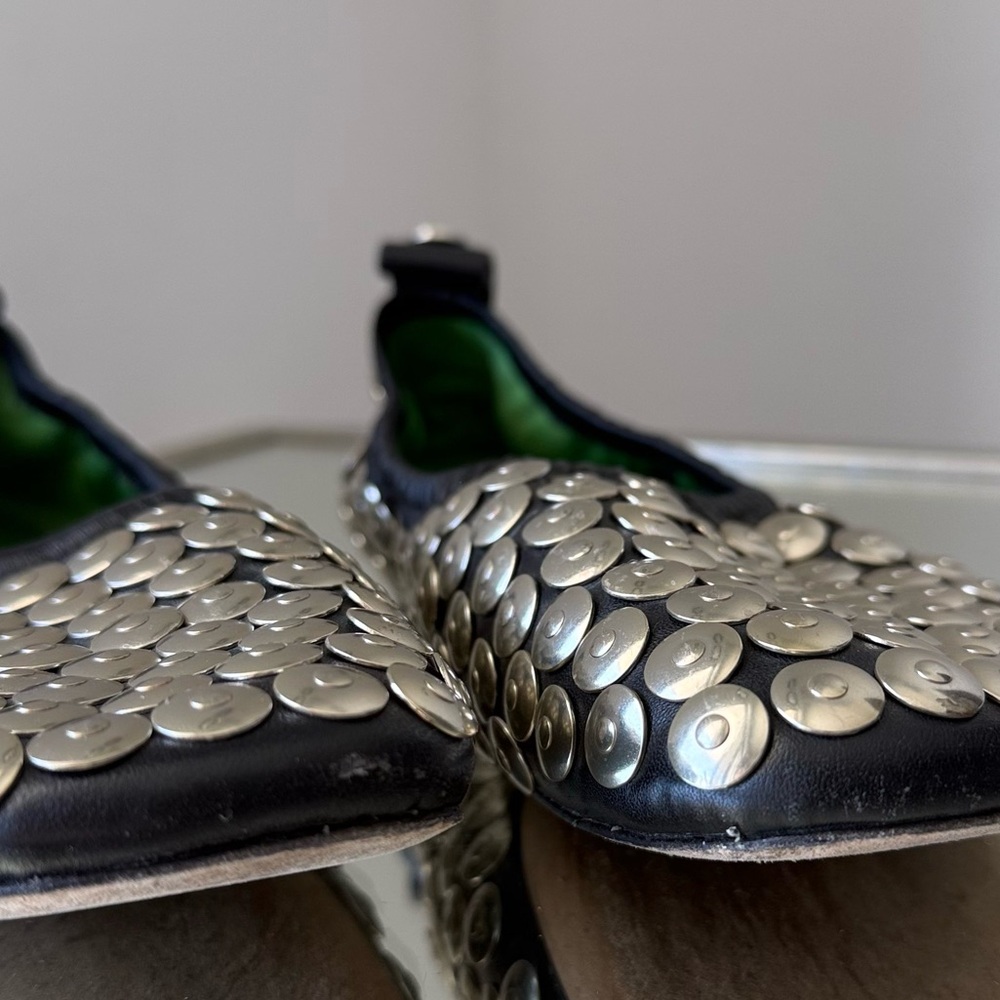 Like New TORY BURCH Studded Ballet In Perfect Black 6.5 $498 - Picture 7 of 12